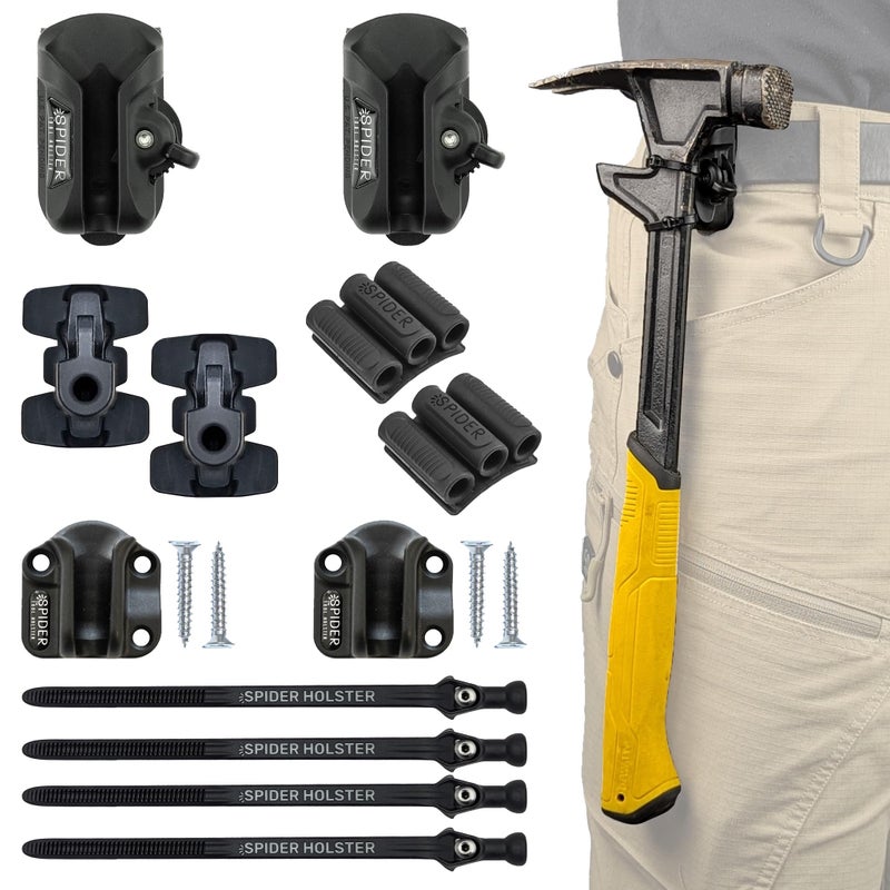 Spider Tool Holster - Pro Tool Kit - Belt Holster Clip + Tool Docking Stations for organizing, Storing and Carrying Driver bits, Power Drill, Multitool, Tape Measure, Hammer, Pneumatic and More! - Image 1